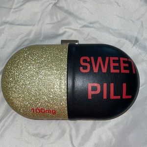 Black & Gold Sweet Pill Crossbody Purse
